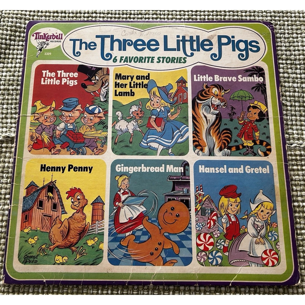 VTG Tinkerbell Records "The Three Little Pigs 6 Favorite Stories" Album‎ LP